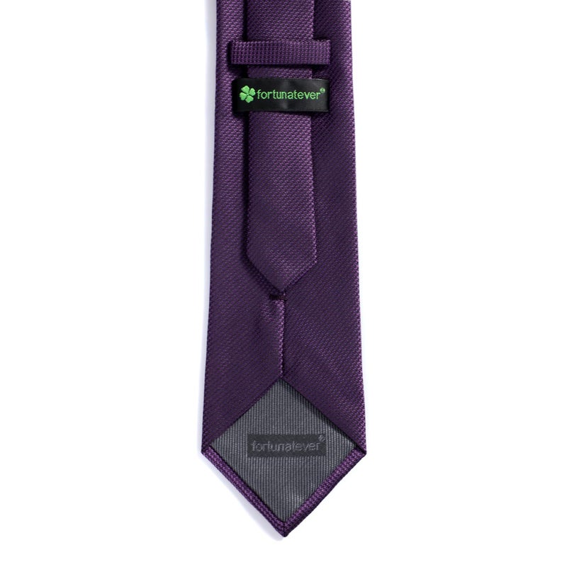 fortunatever Plum Purple Ties For Men,Mens Solid Necktie+Gift Box,58"Ã—3.35" - Image 2